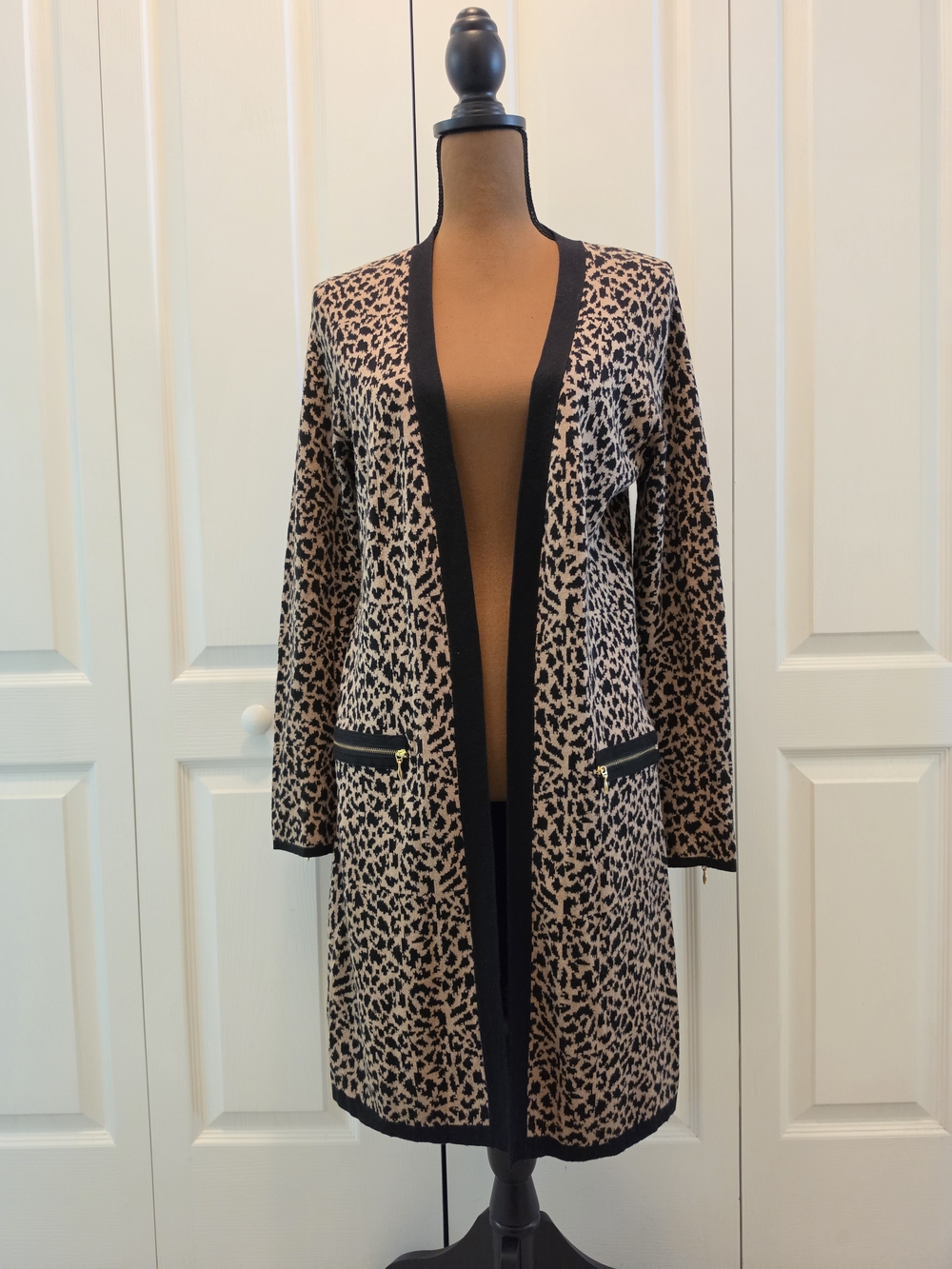 Rafaella Sports Luxury Leopard Print Duster Cardigan Sweater - Everyday Mob Wife